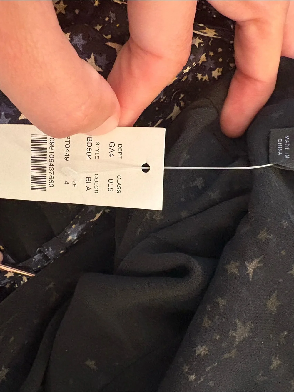 J Crew Spaghetti Strap Ruffle Back Black Silk Star Maxi Dress